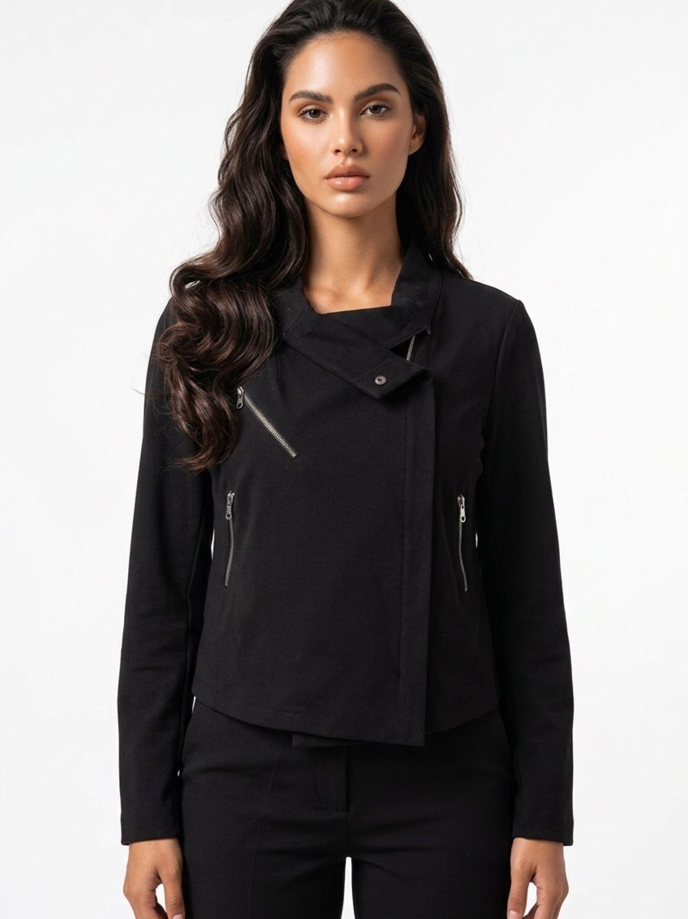 HANNA & GRACIE | NEW Black Asymmetrical Moto Style Jacket Women’s Size X-Large